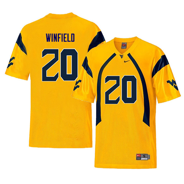 Men #20 Corey Winfield West Virginia Mountaineers Retro College Football Jerseys Sale-Yellow - Click Image to Close